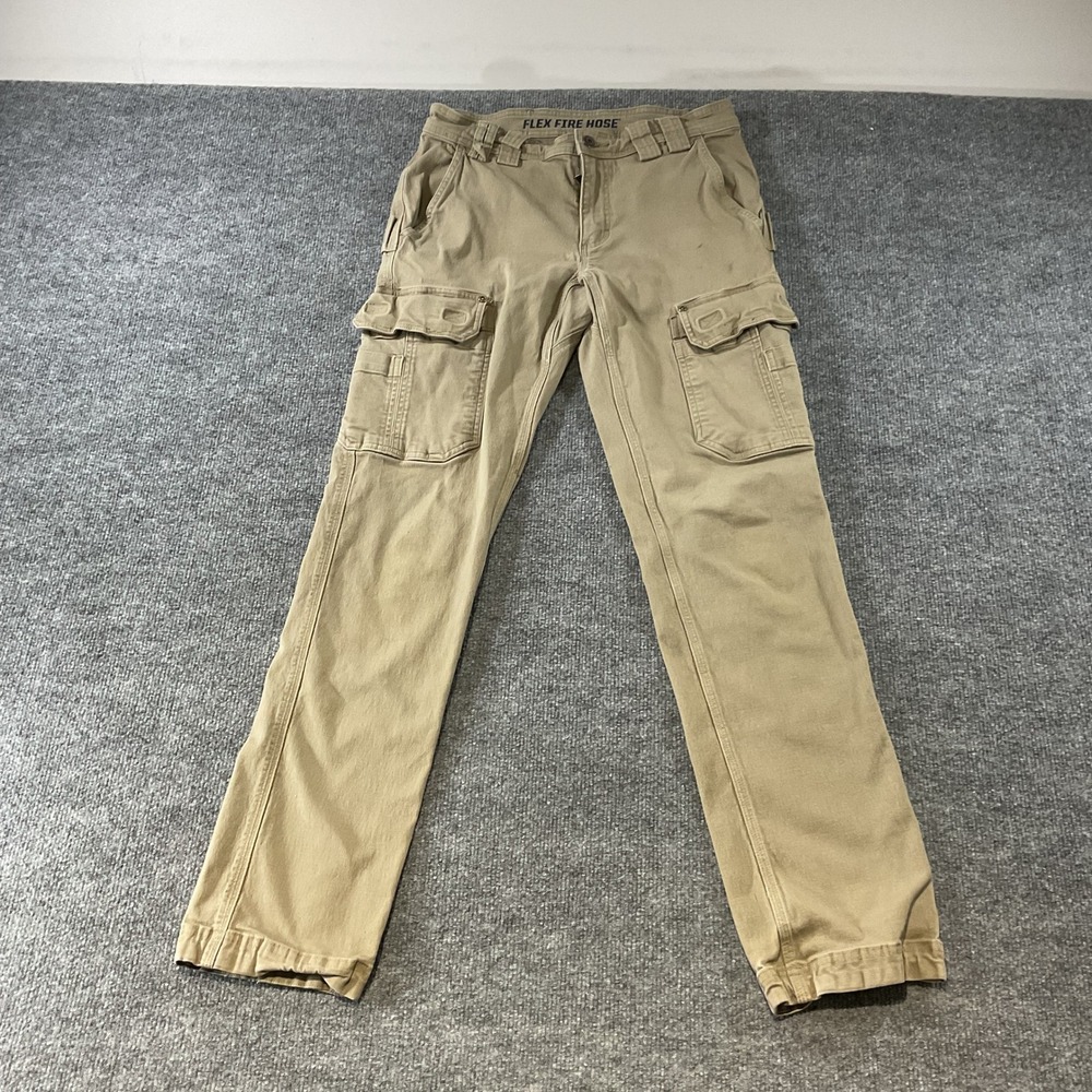Duluth Trading Co Flex Fire Hose Cargo Pants Khaki Tan Mens Workwear 32x32